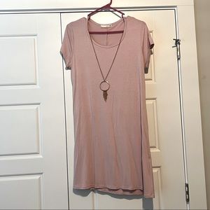 light pink dress with necklace